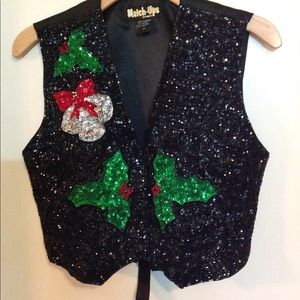 Vintage sequined Ugly Christmas VEST BLING Size XL